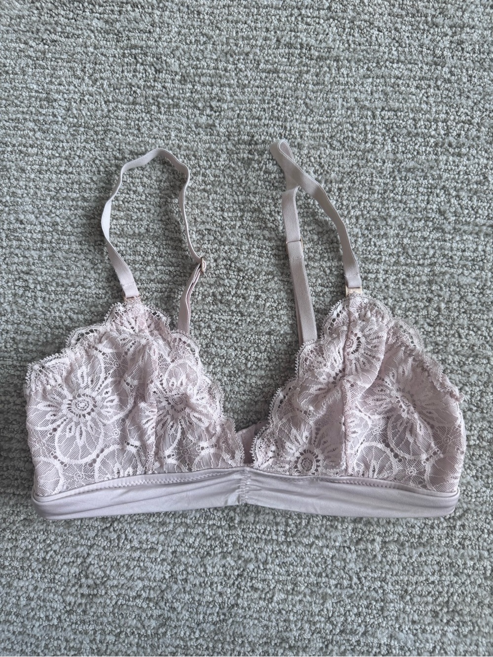 aerie Pale Pink Floral Lace Bralette - Soft Blush